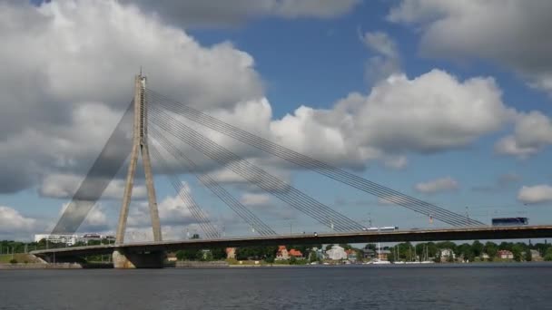 Time Lapse Vanus Bridge Riga Lettonie — Video