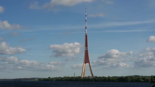 Tijdsverloop Van Riga Radio Tower Hoogste Structuur Baltische Staten — Stockvideo