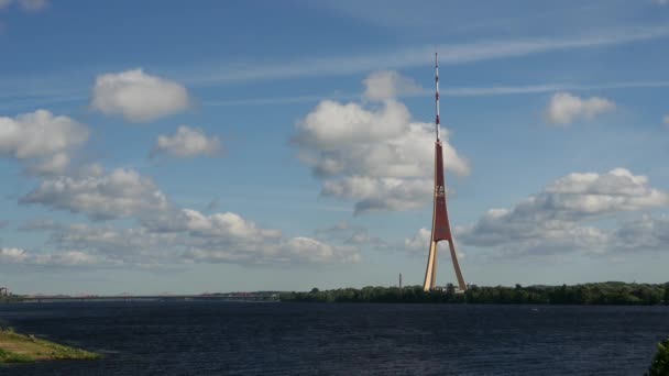 Riga Radio Tower Tallest Structure Baltic States — Stock Video