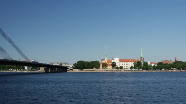 Riga Hrad Břehu Vanus Bridge Rize — Stock video
