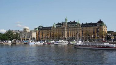 Gamla Stan kasabası Stockholm İsveç üzerinden Sodermalm 'dan zaman aşımı