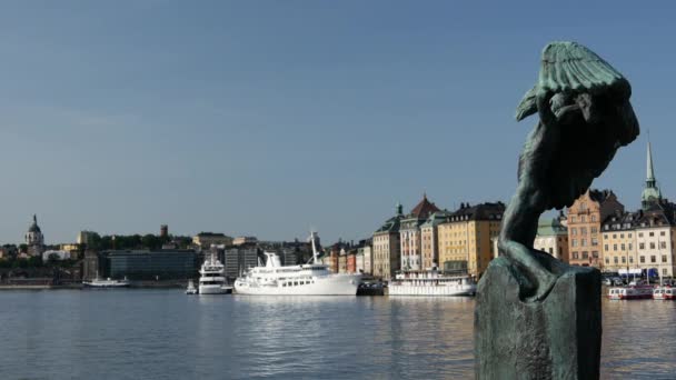 Άγαλμα Vingarna Wings Gamla Stan Παλιά Πόλη Παρασκήνιο Στη Στοκχόλμη — Αρχείο Βίντεο