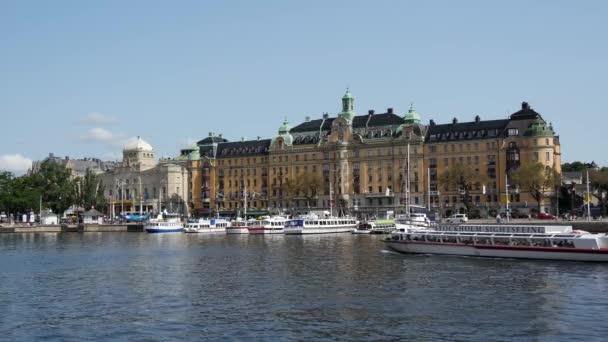 Gamla Stan Kasabası Stockholm Sveç Üzerinden Sodermalm Dan Zaman Aşımı — Stok video