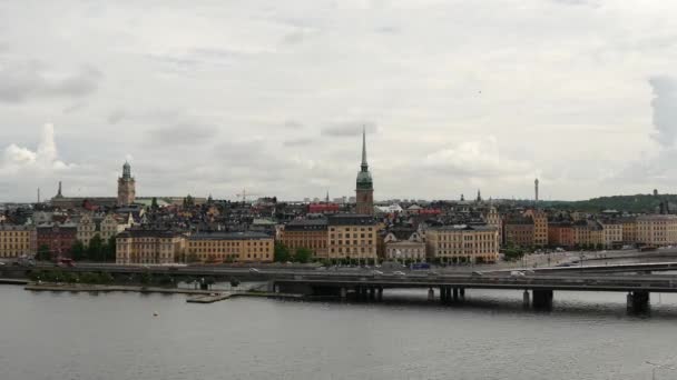 Gamla Stan Kasabası Stockholm Sveç Üzerinden Sodermalm Dan Zaman Aşımı — Stok video