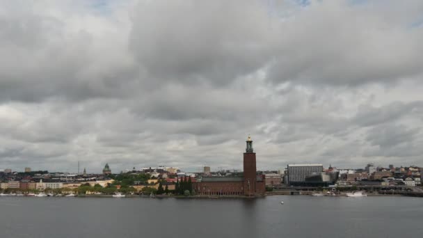 Desfasamento Tempo Câmara Municipal Kungsholmen Estocolmo Suécia — Vídeo de Stock