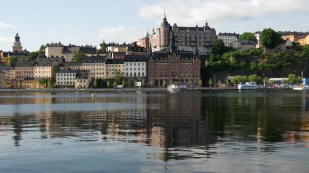 Ferry Arriving Lund Amusement Park Stockholm Sweden — Stock Video