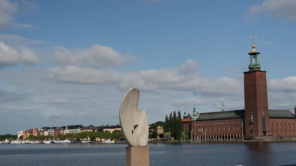 Stockholmská Radniční Budova Městské Rady Pro Město Stockholm Švédsku — Stock video