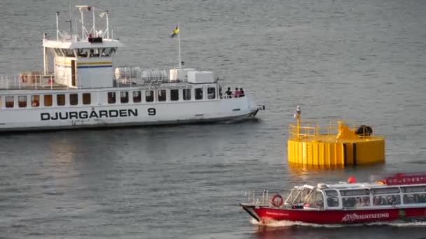 Ferry Arriving Lund Amusement Park Stockholm Sweden — Stock Video