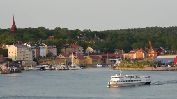 Djurgarden Beckholmen Wharf Στη Στοκχόλμη Σουηδία — Αρχείο Βίντεο