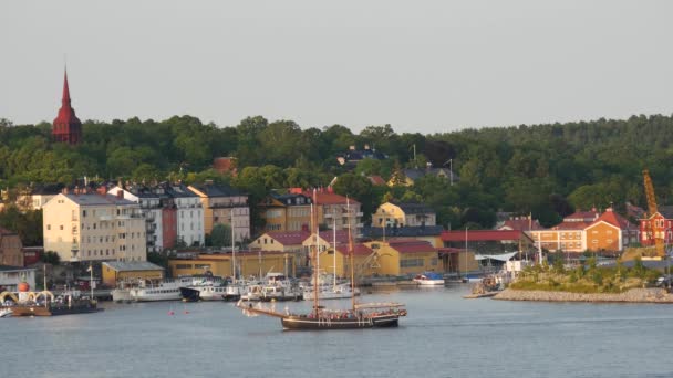 Djurgarden Beckholmen Wharf Στη Στοκχόλμη Σουηδία — Αρχείο Βίντεο