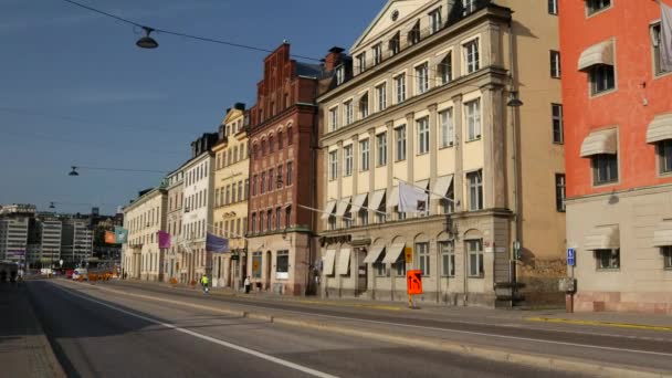 Pan Del Casco Antiguo Gamla Stan Estocolmo Suecia — Vídeo de stock