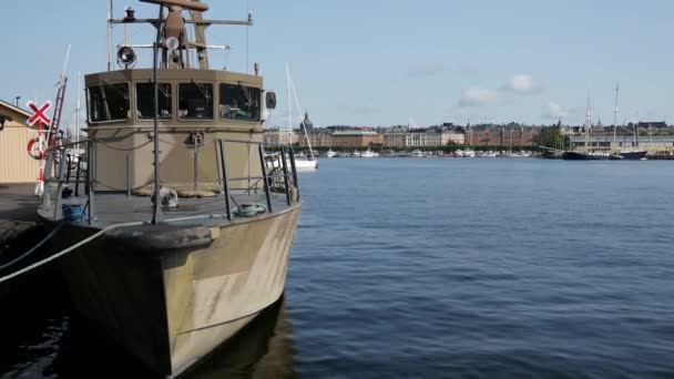 Skeppsholmenストックホルムスウェーデンにある古い軍艦 — ストック動画