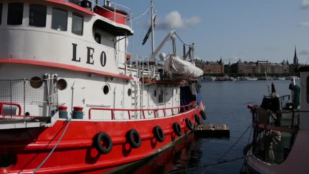 Tugboot Gebruikt Door Navy Onderdeel Van Stockholm Ship Association — Stockvideo