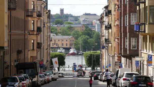 Una Calle Estocolmo Suecia — Vídeos de Stock