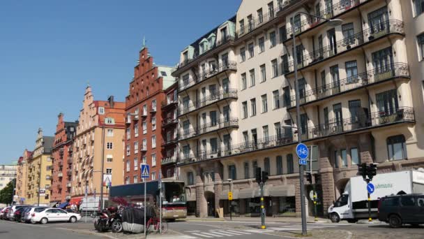 Casas Antigas Uma Rua Kungsholmen Estocolmo Suécia — Vídeo de Stock