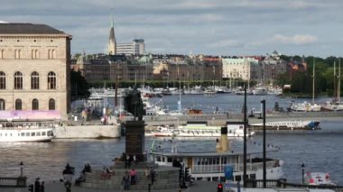 Gamla Stan 'de seyahatler Eski Stockholm kasabası İsveç