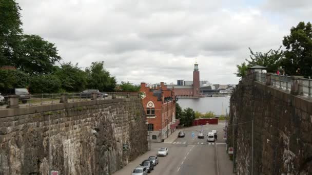 Time Lapse Sodermalm Island Wall City Hall Estocolmo Suecia — Vídeos de Stock