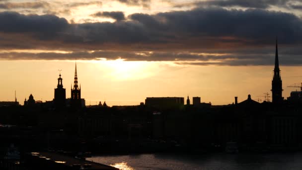 Sunset Stockholm Városkép Svédországban — Stock videók