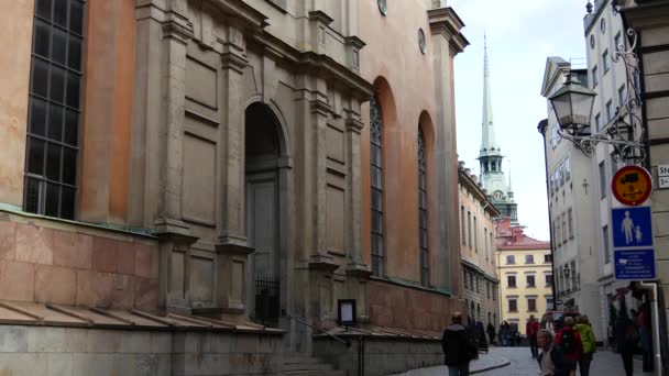 Pessoas Andam Gamla Stan Cidade Velha Estocolmo Suécia — Vídeo de Stock
