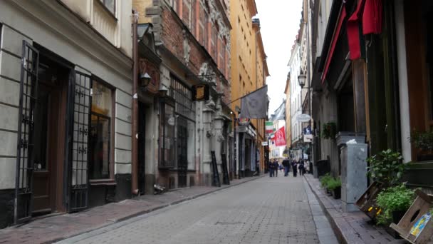 Street Gamla Stan Old Town Stockholm Sweden — Stock Video