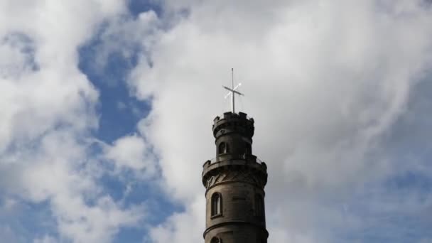 Time Lapse Nelson Monument Edinburgh Scotland — Stock Video