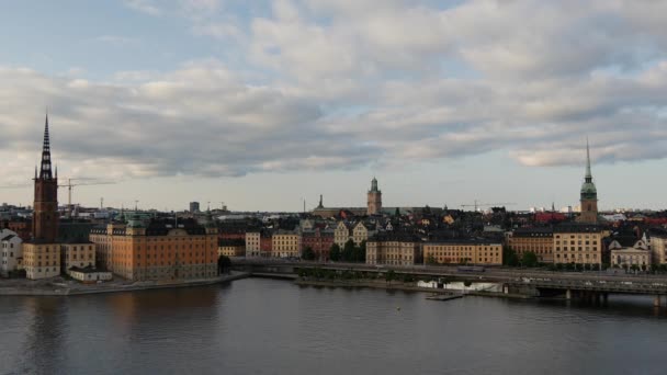View Sodermalm Ridderholmen Gamla Stan Stockholm Sweden — Stock Video