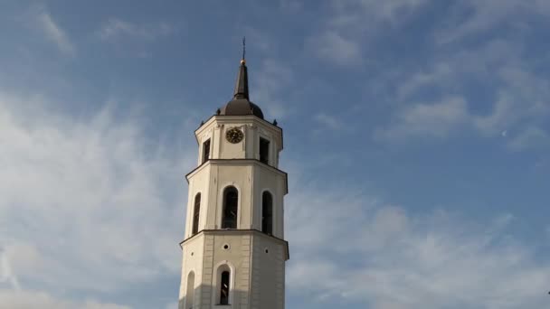 Caducidad Del Campanario Plaza Catedral Vilna Lituania — Vídeos de Stock