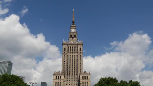 Time Lapse Palace Culture Science Warsaw Poland — Stock Video