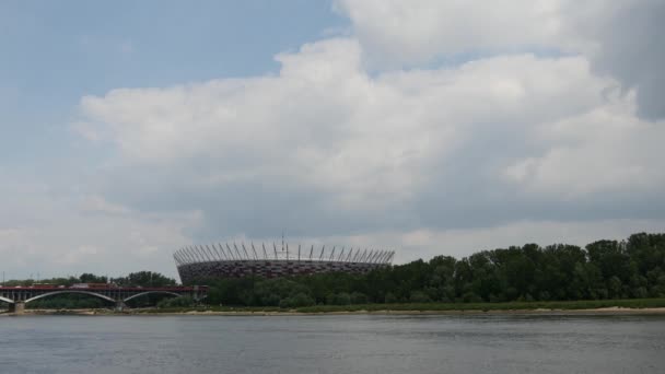 Poniatowski Köprüsü Polonya Daki Varşova Ulusal Stadyumu — Stok video