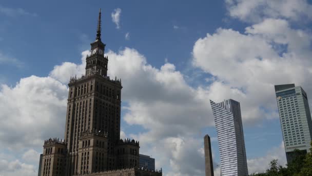 Palácio Cultura Ciência Varsóvia Polónia — Vídeo de Stock
