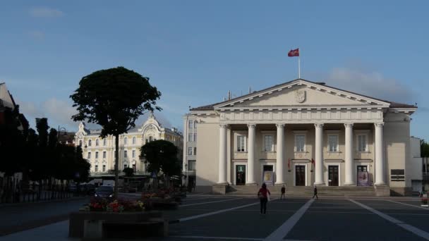 リトアニアのヴィリニュス市庁舎広場 — ストック動画