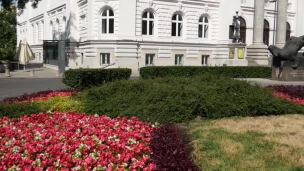 波兰华沙的国家艺术馆从花楼倾斜 — 图库视频影像
