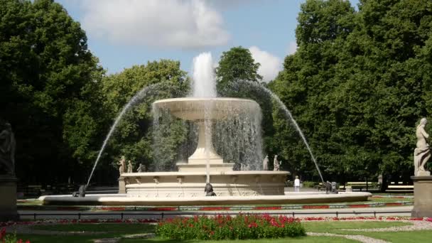 Fontein Van Saksische Tuin Warschau Polen — Stockvideo