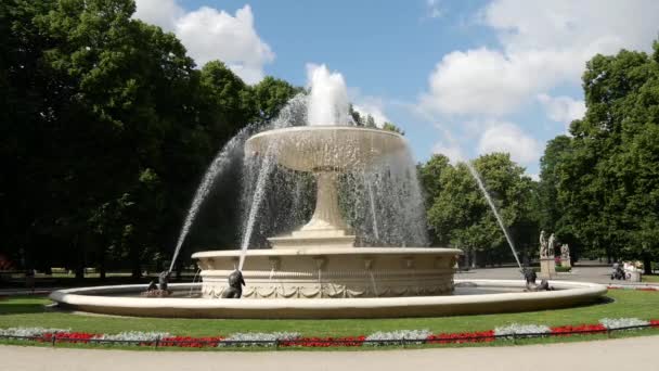 波兰华沙撒克逊花园的喷泉 — 图库视频影像