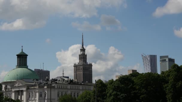Stadtsilhouette Von Warschau Polen — Stockvideo