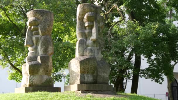 Statues Park Next National Museum Lithuania — Stock Video