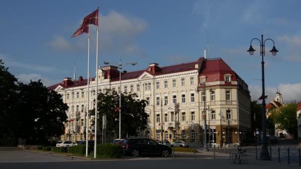 Bandeiras Lituanas Cidade Velha Vilnius Lituânia — Vídeo de Stock