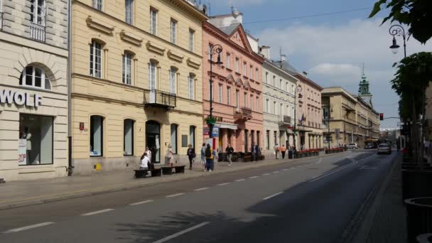 Krakowskie Przedmiescie Gatan Warszawa Polen — Stockvideo