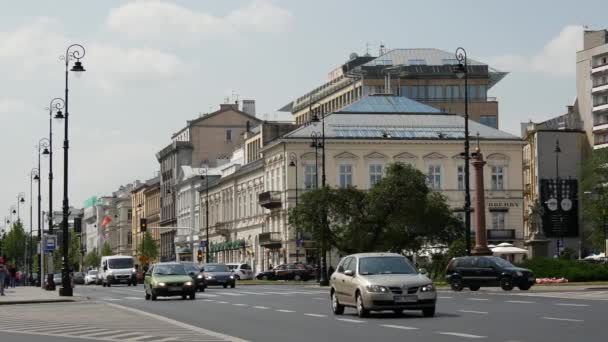Varşova Şehir Merkezi Polonya Trafiği — Stok video