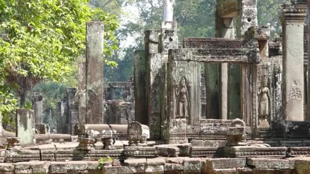 Närbild Från Sida Bayon Khmer Templet Angkor Wat Cambodia — Stockvideo