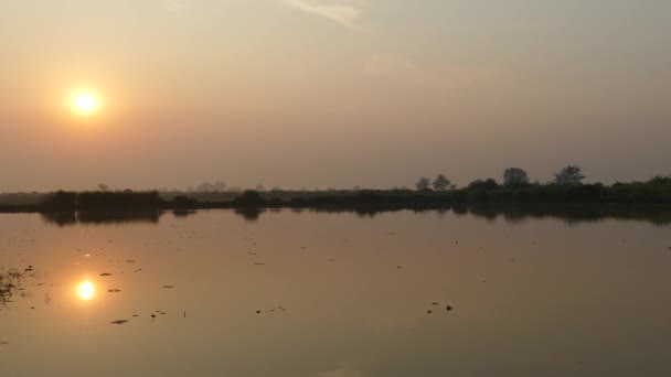 Sonnenaufgang Einem See Auf Dem Land Von Kambodscha — Stockvideo