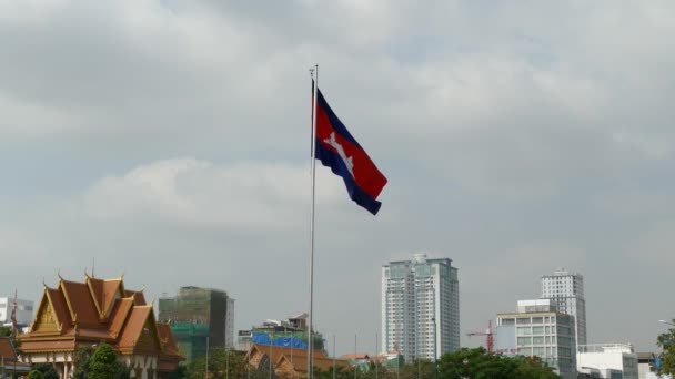 Phnom Penh Kamboçya Daki Kamboçya Bayrağı — Stok video