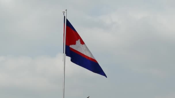 Close Van Cambodjaanse Vlag Phnom Penh Cambodja — Stockvideo