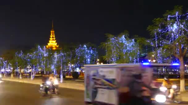 Caducidad Del Tráfico Nocturno Phnom Penh Camboya — Vídeos de Stock