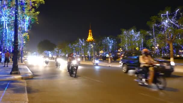 Ruch Nocy Phnom Penh Kambodża — Wideo stockowe