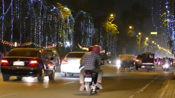 Traffic Night Phnom Penh Cambodia — Stock Video