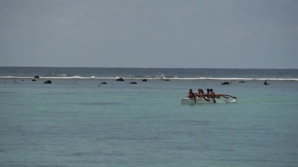 Traditional Canoeing Boat Rarotonga Cook Islands — Stock Video