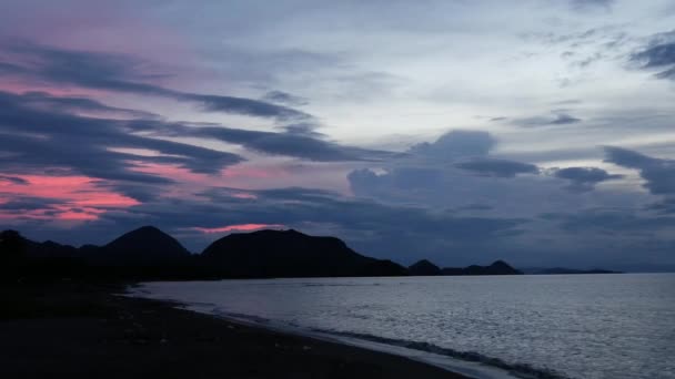 Labuan Bajo Strand Zonsondergang Tijd Verval — Stockvideo