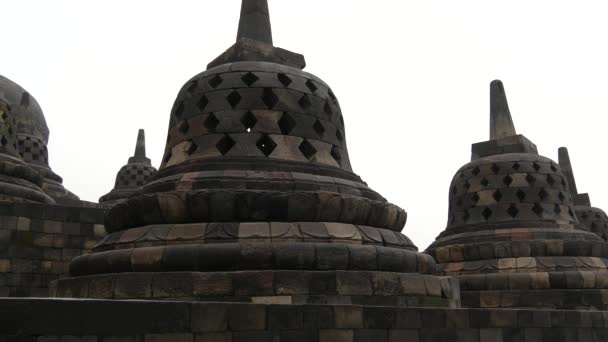 Pan Från Borobudur Talet Mahayana Buddistiska Templet Magelang Central Java — Stockvideo