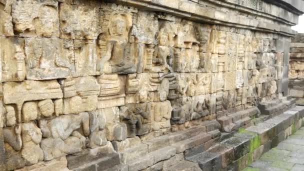 Close Buddha Statues Borobudur 9Th Century Mahayana Buddhist Temple Magelang — Stock Video